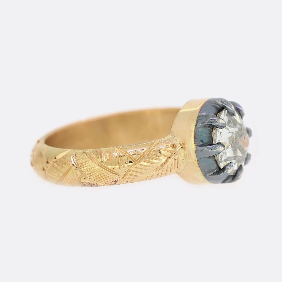 Old European Cut 1.50 Carat Georgian Style Old Cut Diamond Ring For Sale