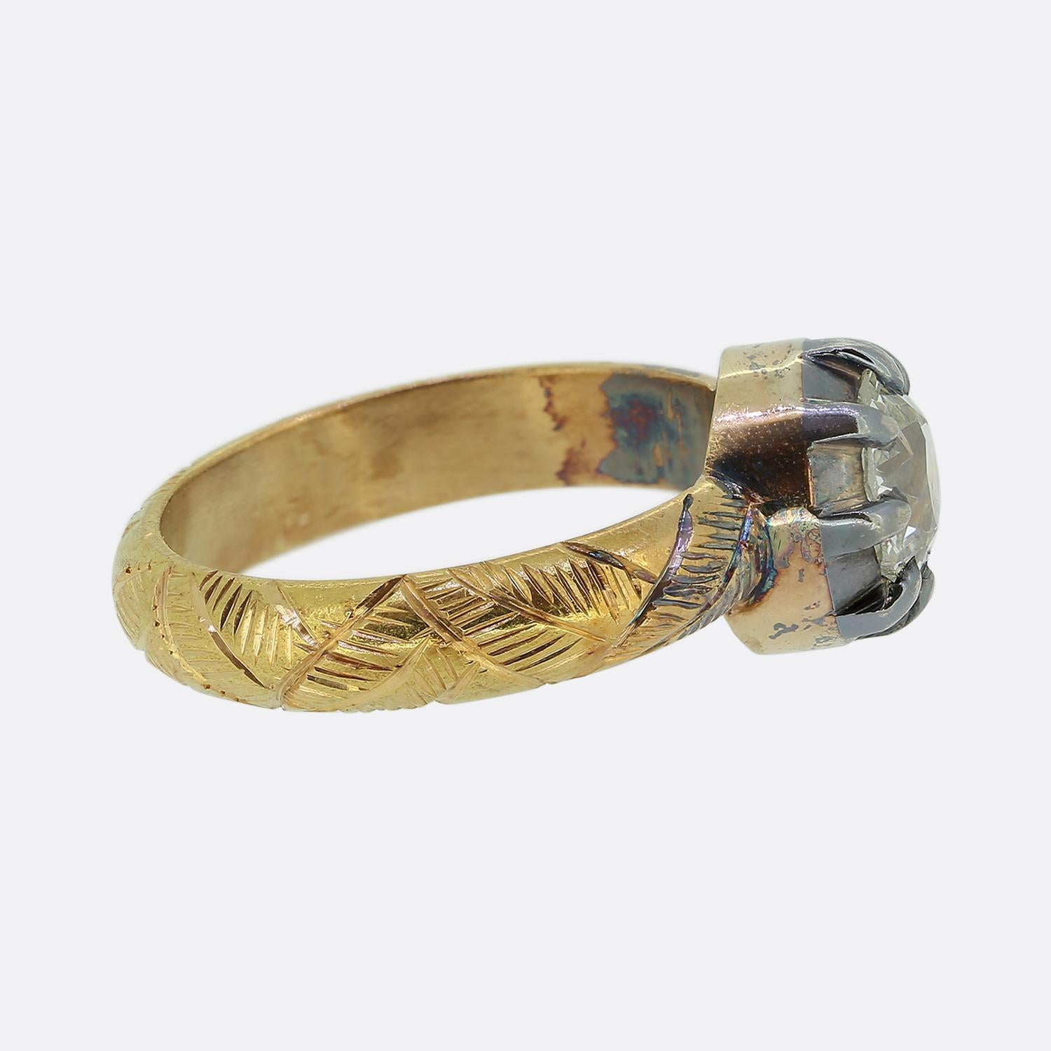 Georgien Bague de style géorgien avec diamant taille ancienne de 1,50 carat en vente