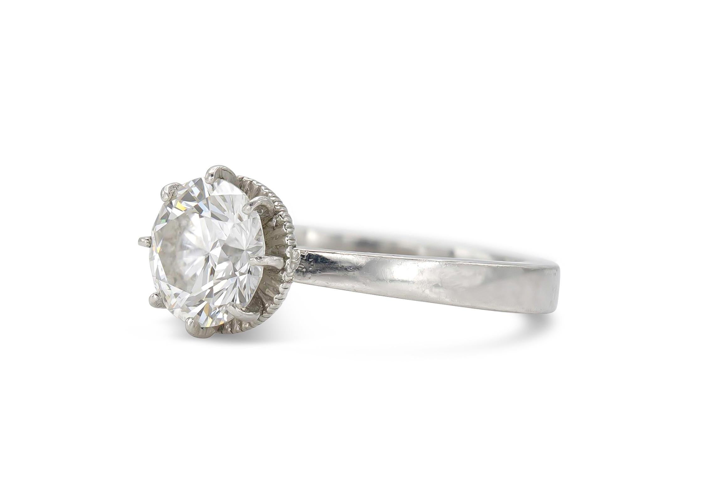 Round Cut 1.50 Carat GIA Certified Solitaire Engagement Ring For Sale