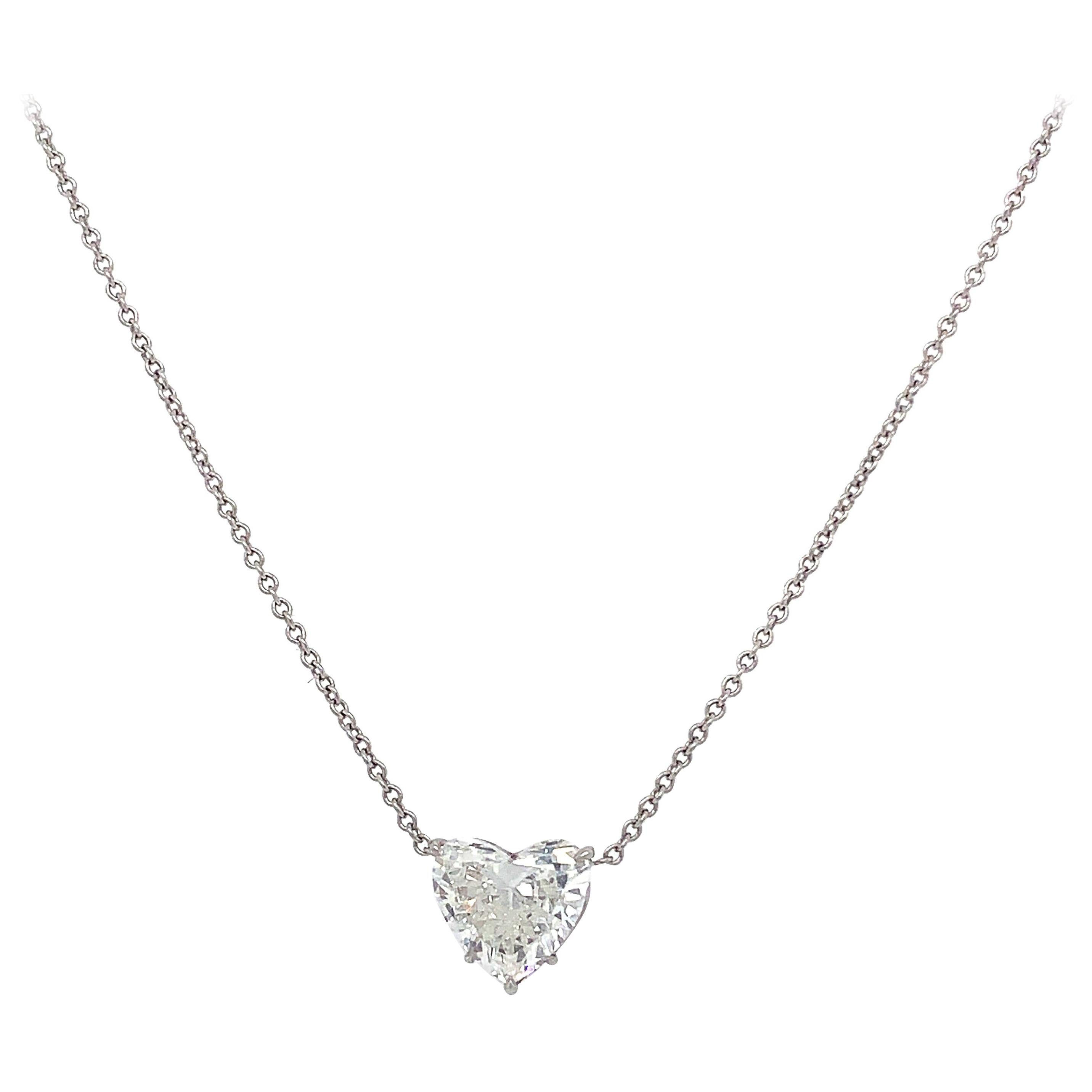 ISSAC NUSSBAUM NEW YORK 1.50 Carat Heart Shape Diamond Pendant Necklace 