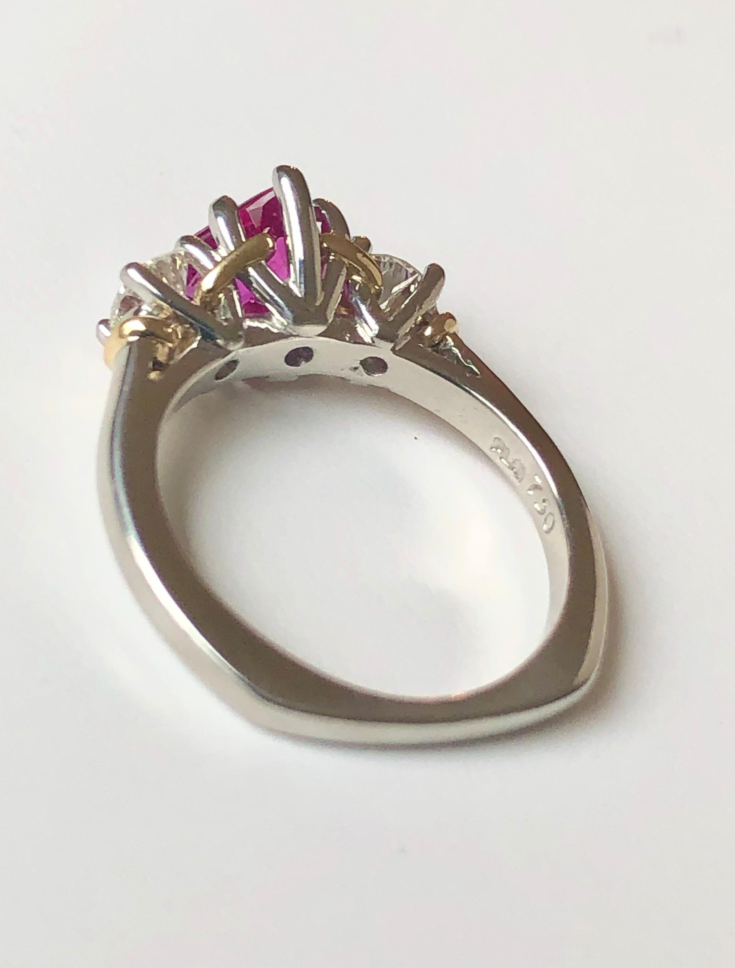 1.50 Karat Herzform Rubin Diamant Platin Gold Verlobungsring 5