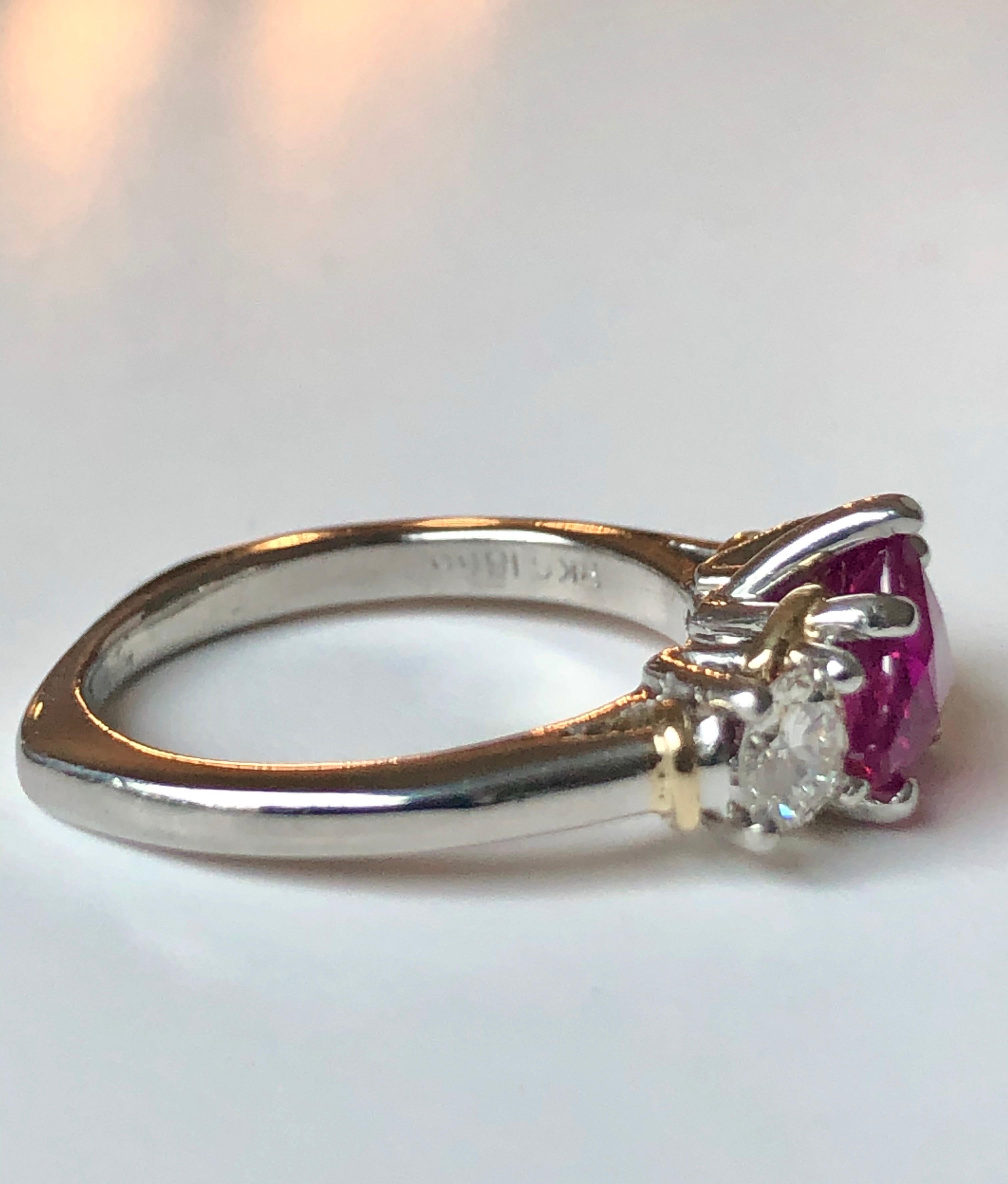 1.50 Karat Herzform Rubin Diamant Platin Gold Verlobungsring 7