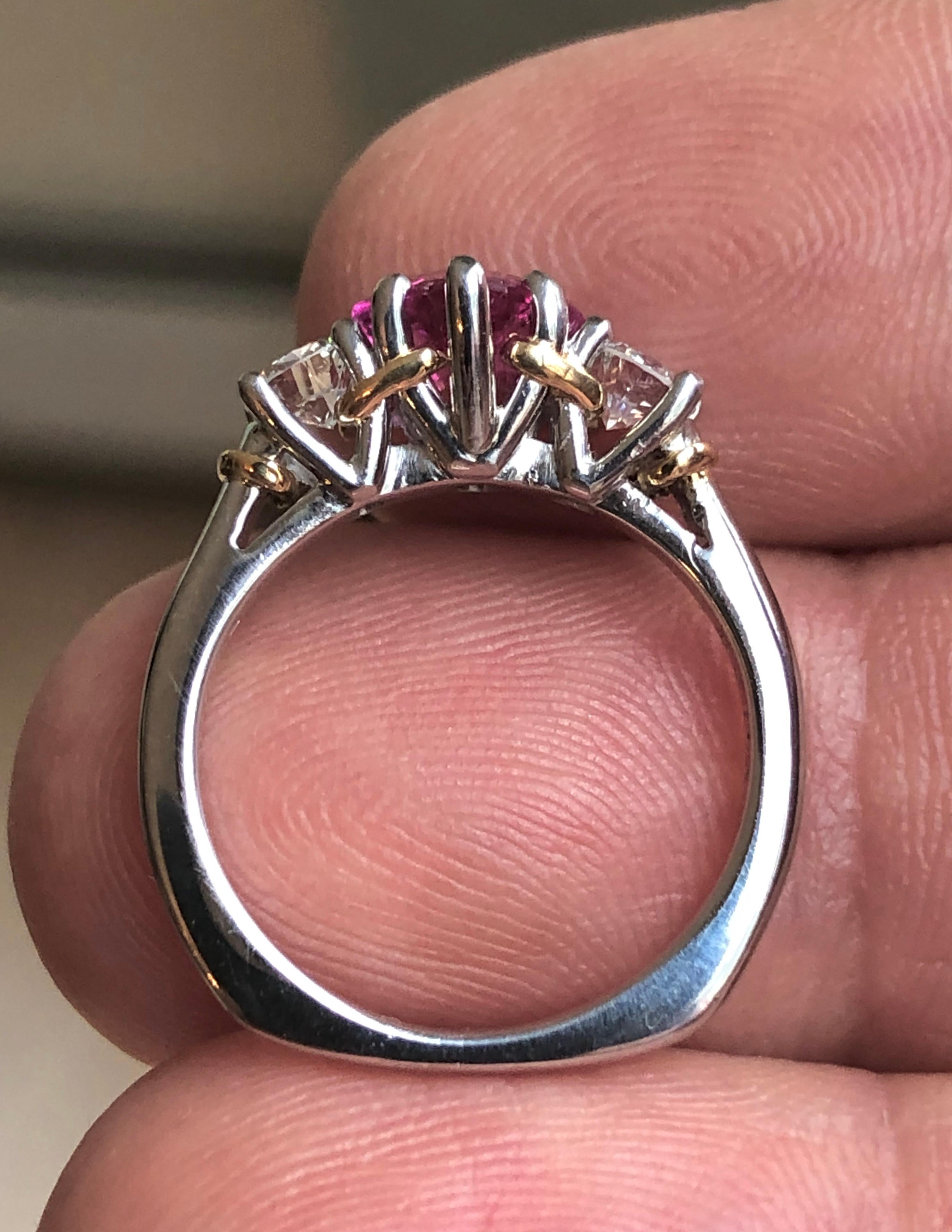 1.50 Karat Herzform Rubin Diamant Platin Gold Verlobungsring 2