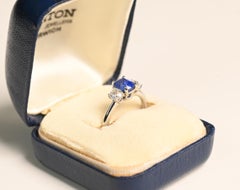 1.50 Carat Kashmir Sapphire Ring. SSEF Sapphire Gubelin Diamond Ring Platinum
