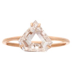 1.50 Carat Light Brown Shield Cut Diamond Engagement Ring in 18K Rose Gold