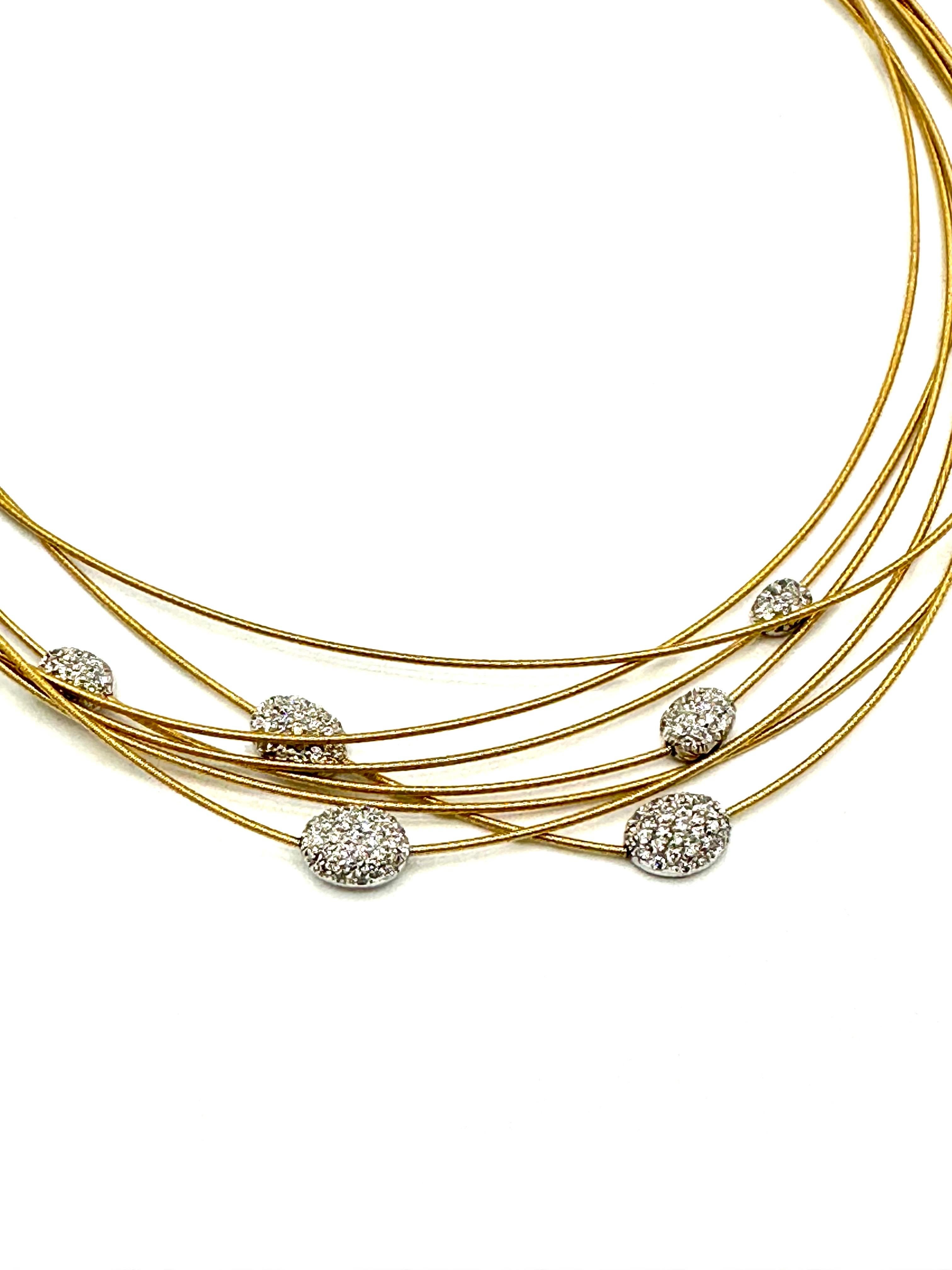 1,50 Karat Marco Bicego Pave Diamant Station Mehrreihige Halskette (Moderne)