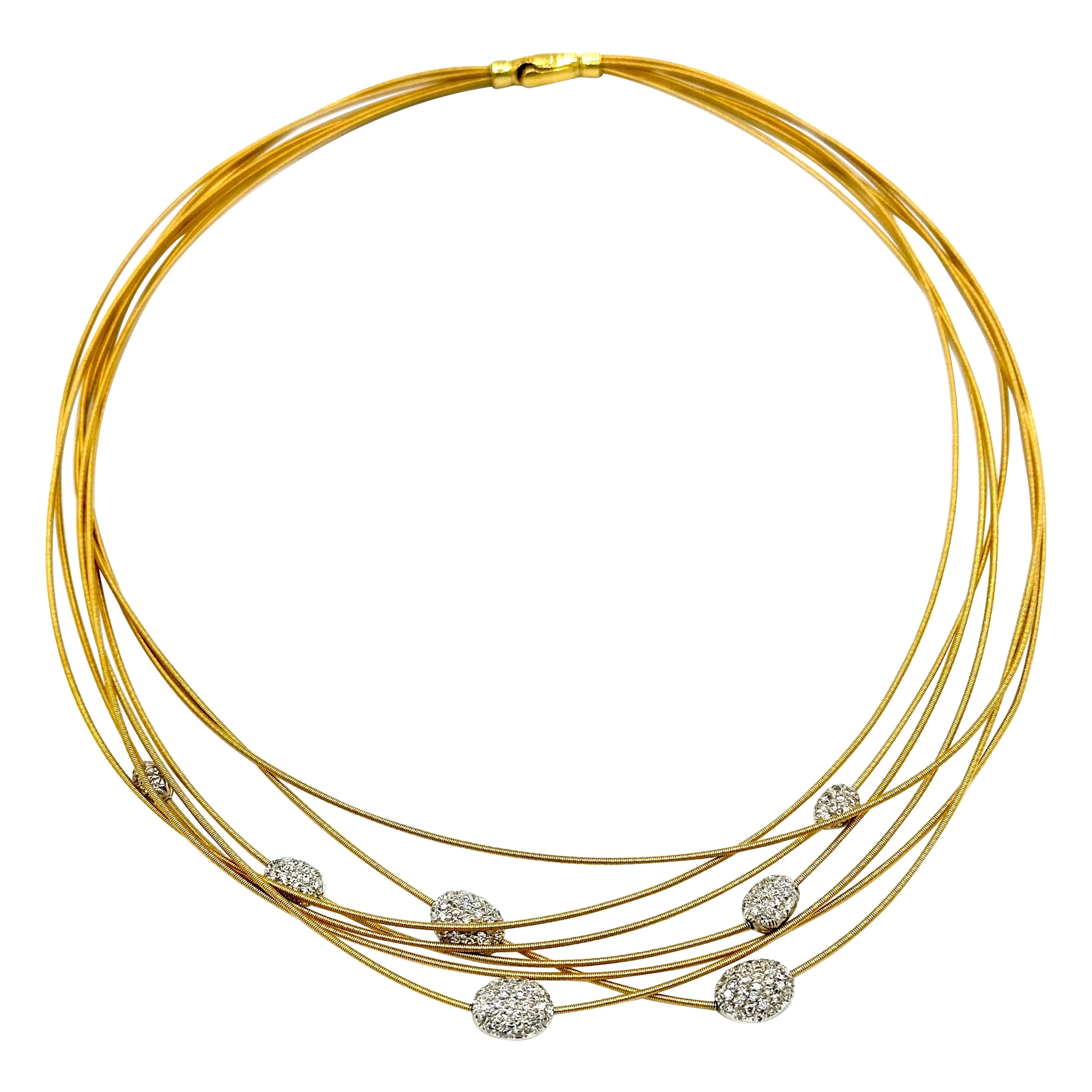 1,50 Karat Marco Bicego Pave Diamant Station Mehrreihige Halskette