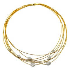 1.50 Carat Marco Bicego Pave Diamond Station Multi Strand Necklace