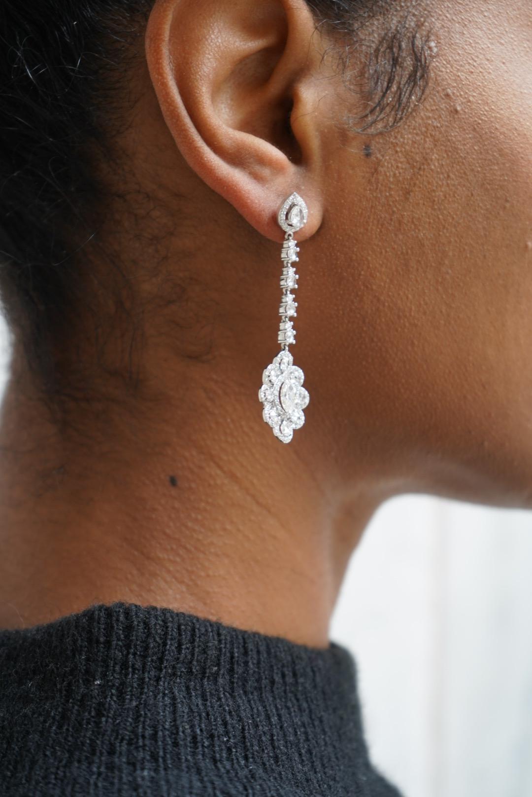 1.50 Carat Marquise and 5 Carat Rose Cut Diamond Earring, 18 Karat Gold in vendita 5