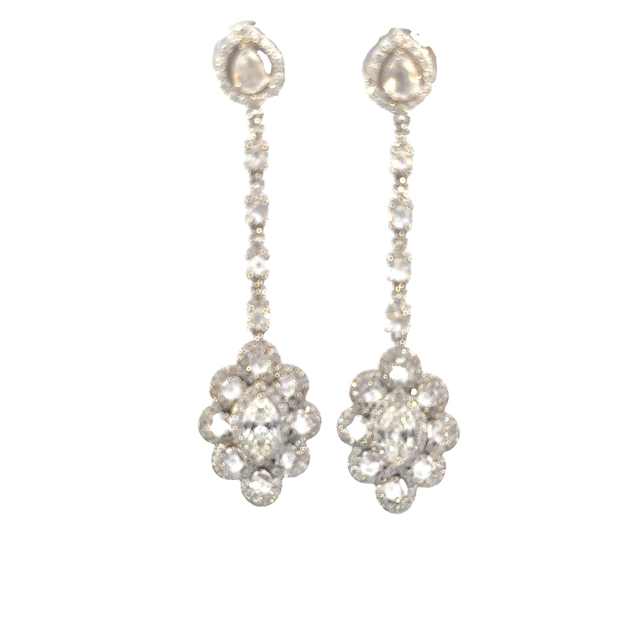 The Sydney earrings feature a modern design with 1.40 carats of marquise diamonds centered around eight rose-cut diamonds. Made in 18K white gold, these sleek drop earrings exemplify the timelessness of rose-cut diamonds.

Diamond Details
Rose Cut