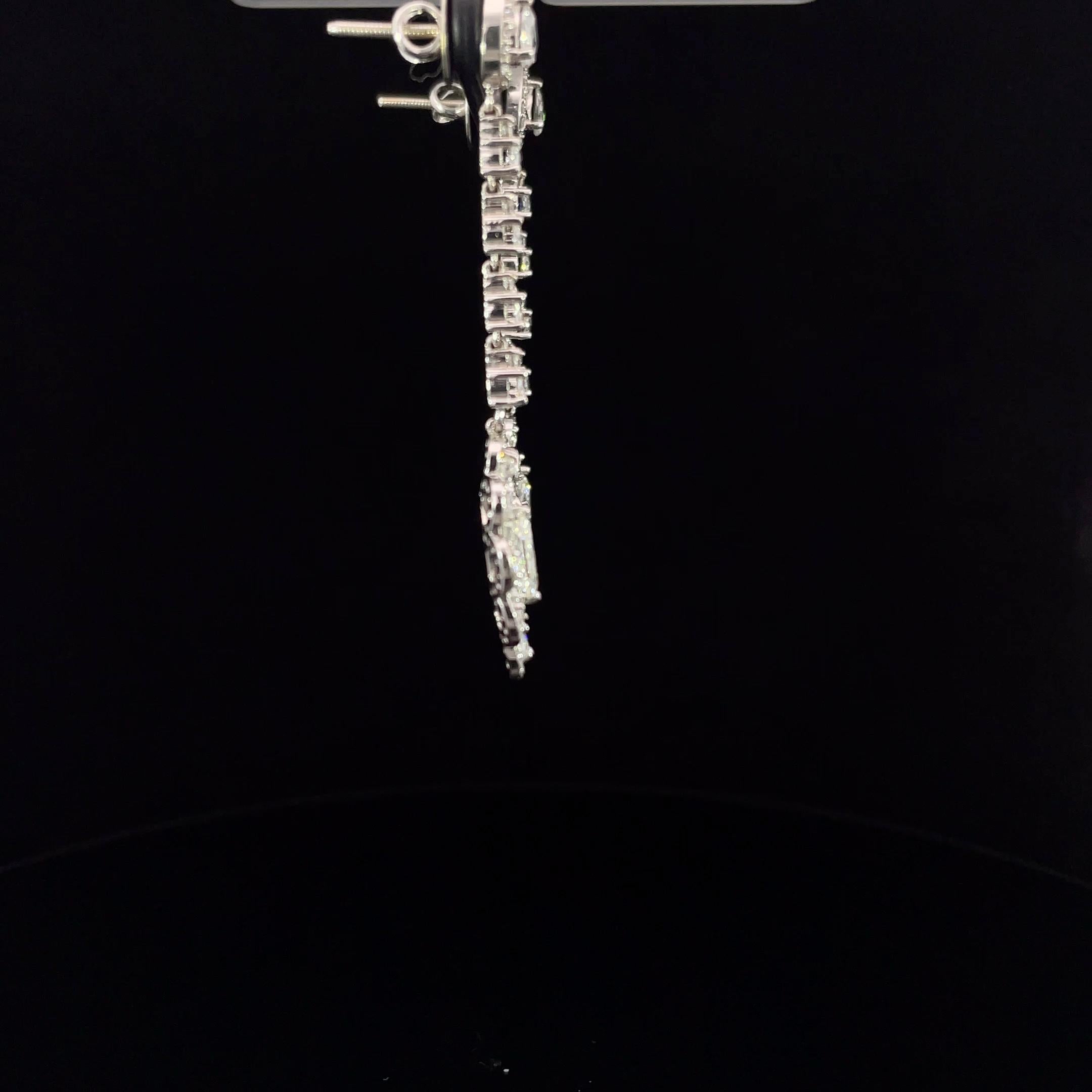 Taille Marquise Boucle d'oreille en or 18 carats avec diamant taille marquise 1,50 carat et diamant taille rose 5 carats en vente