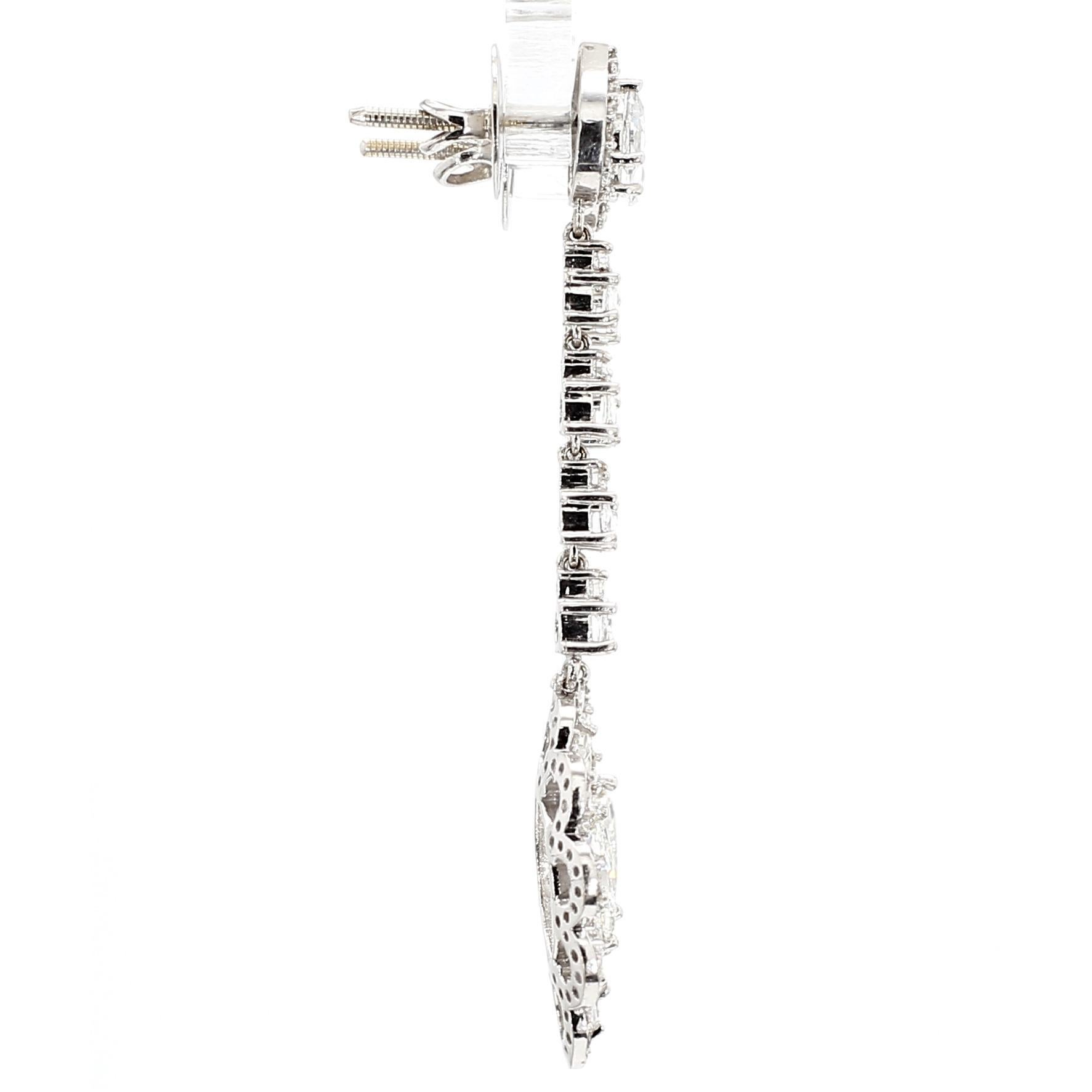 Taglio marquise 1.50 Carat Marquise and 5 Carat Rose Cut Diamond Earring, 18 Karat Gold in vendita