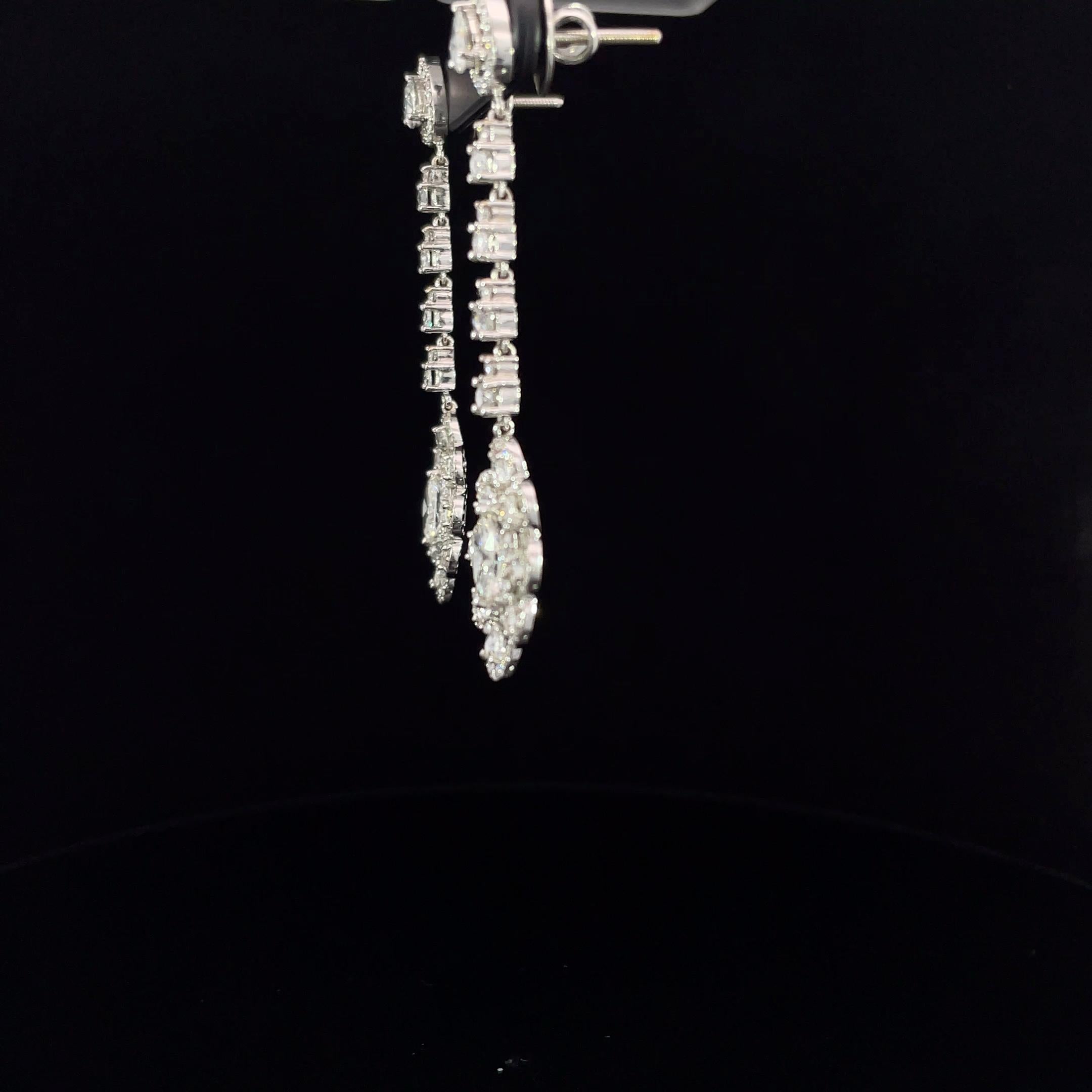 Boucle d'oreille en or 18 carats avec diamant taille marquise 1,50 carat et diamant taille rose 5 carats Neuf - En vente à New York, NY