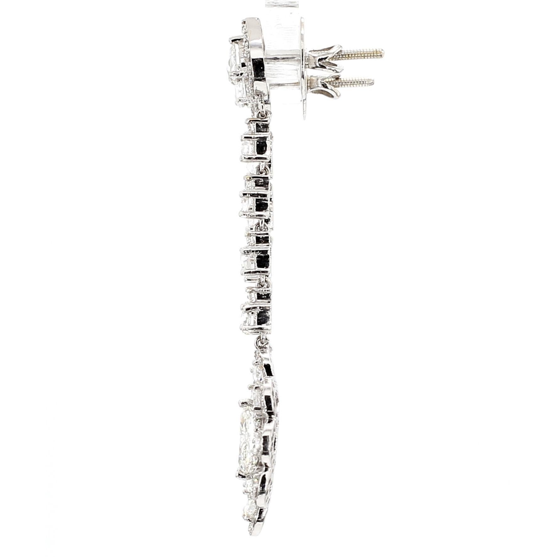 1.50 Carat Marquise and 5 Carat Rose Cut Diamond Earring, 18 Karat Gold For Sale 2