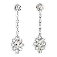 1.50 Carat Marquise and 5 Carat Rose Cut Diamond Earring, 18 Karat Gold