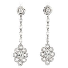 1.50 Carat Marquise and 5 Carat Rose Cut Diamond Earring, 18 Karat Gold