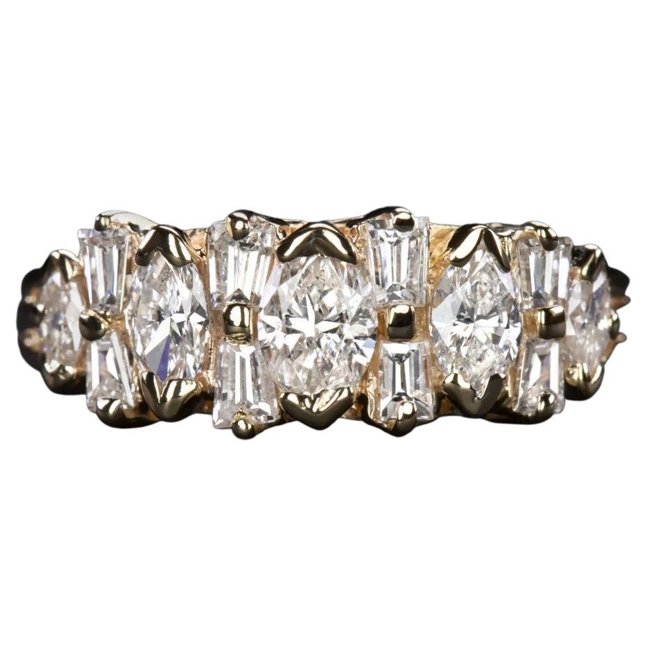  1.50 carats of bright white, eye clean diamonds, this elegant cocktail ring is full of glamorous sparkle! The ring is elegantly designed with a dynamic clustered pattern. Eye-catching and beautifully substantial, this exquisite ring is an excellent