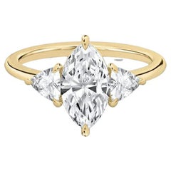 Bague de fiançailles en or 14 carats avec diamant taille marquise de 1,50 carat