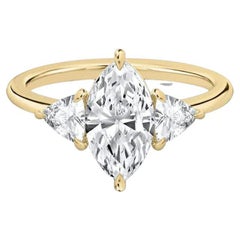 1.50 Carat Marquise Cut Engagement Diamond 14 Karat Gold Ring