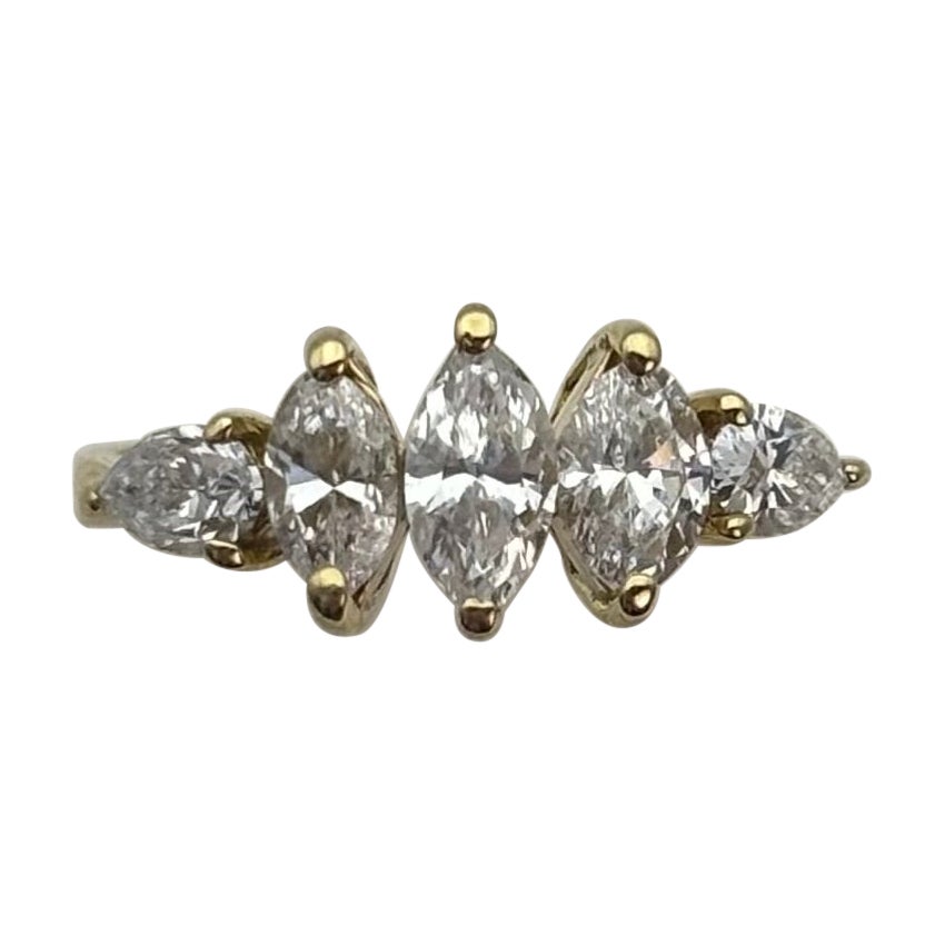 Contemporary 1.50ct Fancy-Cut Diamond 5-Stone Ring in 18K Yellow Gold