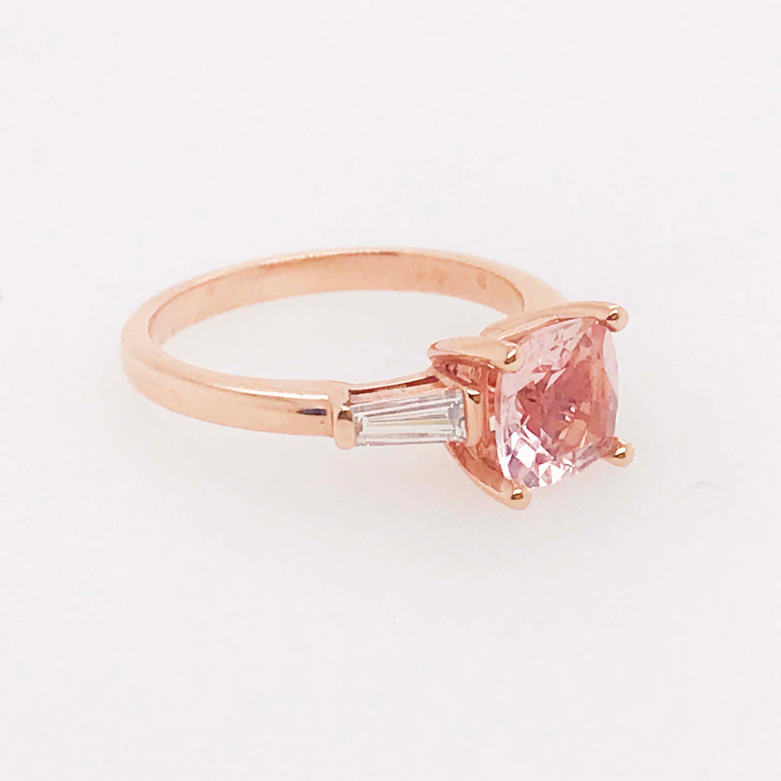 1.50 Carat Morganite and Diamond Three-Stone Engagement Ring Rose Gold 8