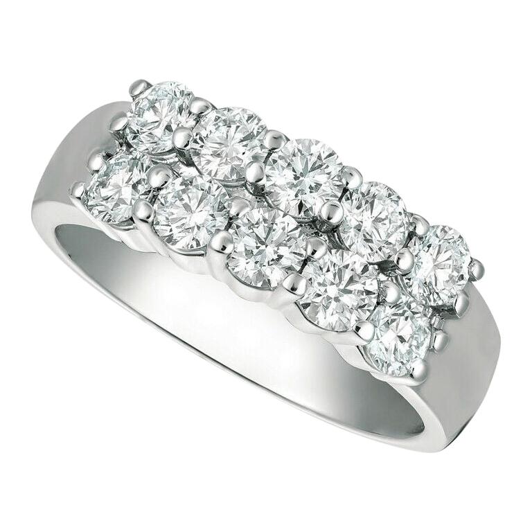 For Sale:  1.50 Carat Natural Diamond 2 Rows Ring G SI 14K White Gold