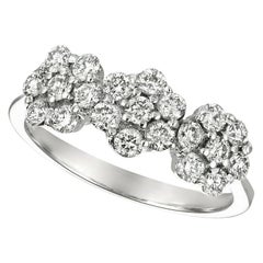 1.50 Carat Natural Diamond 3 Flowers Ring G SI 14K White Gold