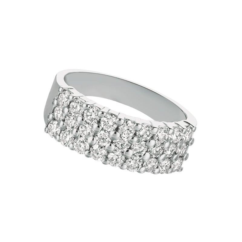 For Sale:  1.50 Carat Natural Diamond 3-Row Ring Band G SI 14 Karat White Gold 2