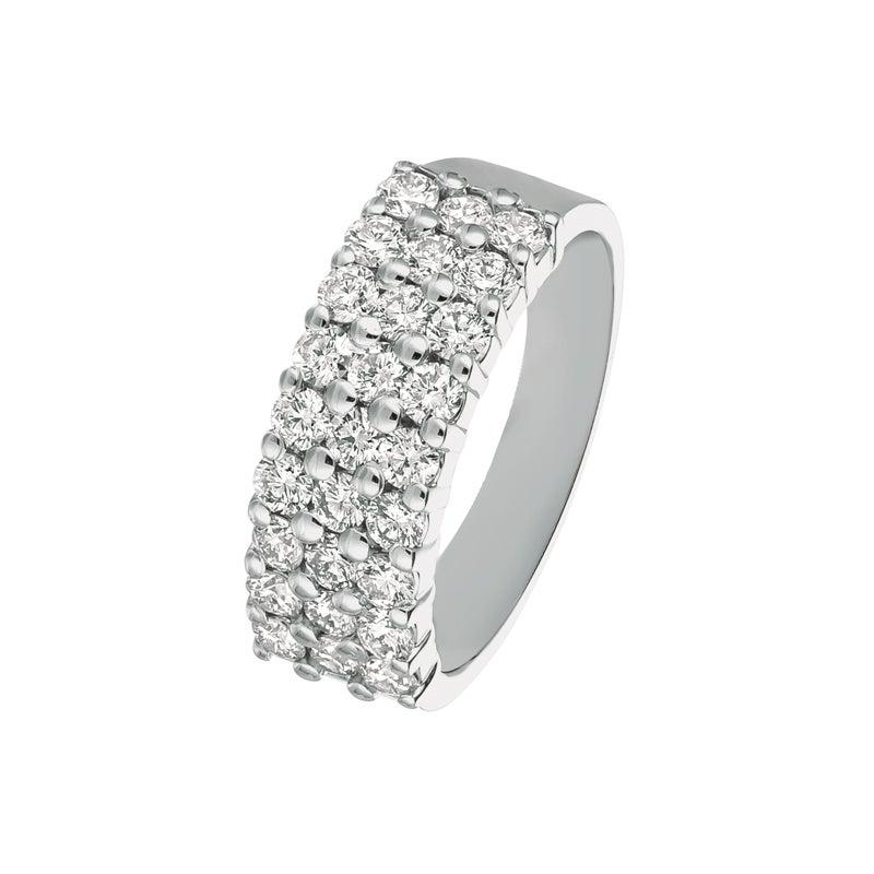 For Sale:  1.50 Carat Natural Diamond 3-Row Ring Band G SI 14 Karat White Gold 3