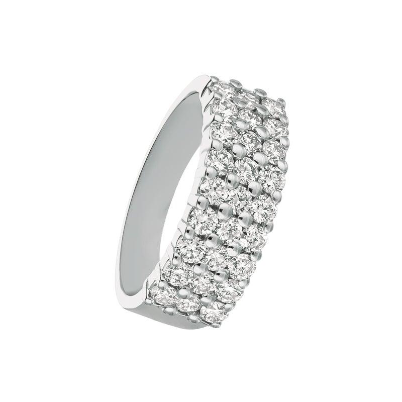 For Sale:  1.50 Carat Natural Diamond 3-Row Ring Band G SI 14 Karat White Gold 4