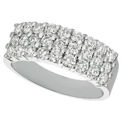 1.50 Carat Natural Diamond 3-Row Ring Band G SI 14 Karat White Gold
