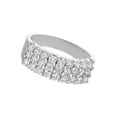 1,50 Karat natürlicher Diamant 3-Reihen-Ringband G SI 14 Karat Weißgold