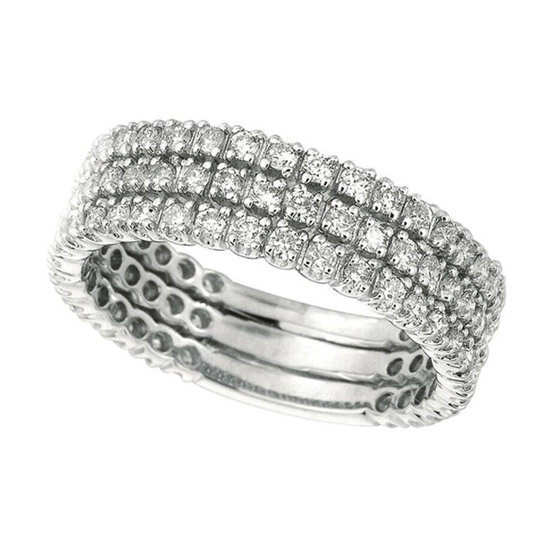 For Sale:  1.50 Carat Natural Diamond 3 Rows Ring Band G SI 14k White Gold