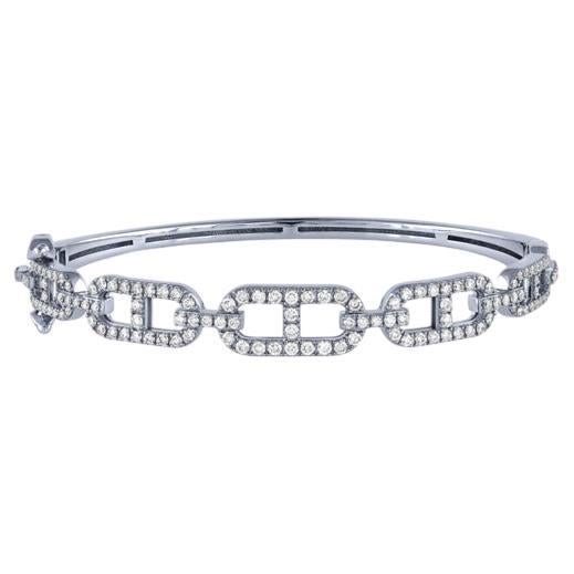 1.50 Carat Natural Diamond Bangle Bracelet G SI 14K White Gold
