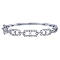 1.50 Carat Natural Diamond Bangle Bracelet G SI 14K White Gold