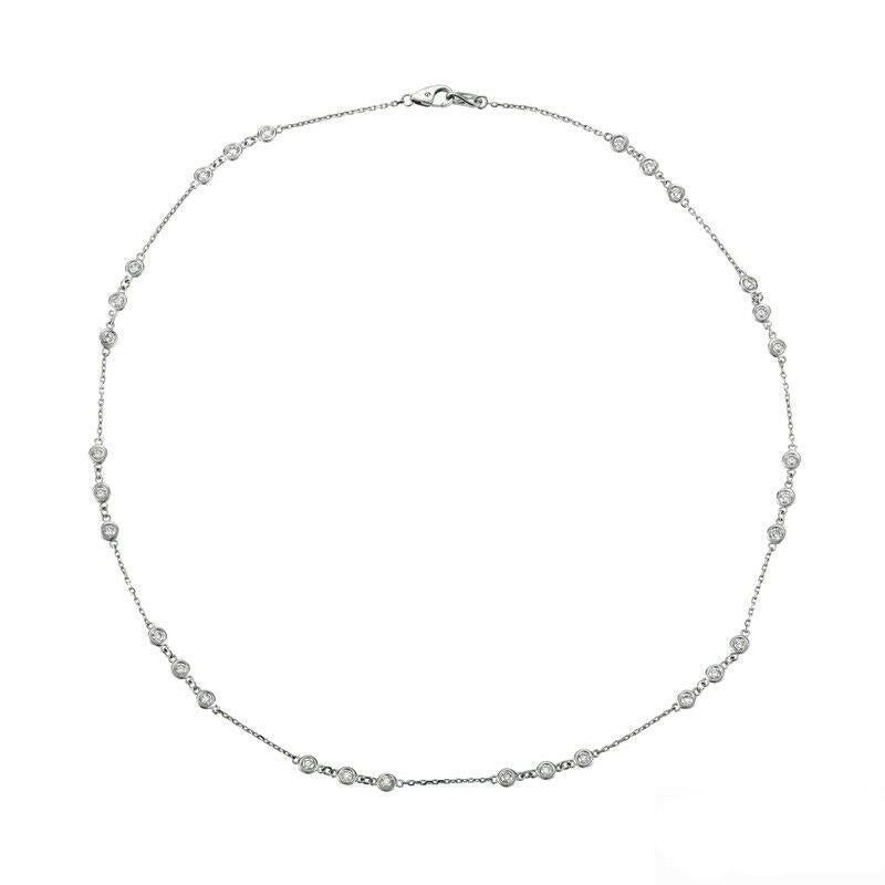 1.50 Carat Natural Diamond Necklace 14K White Gold G SI 18 inches

100% Natural Diamonds, Not Enhanced in any way Round Cut Diamond Necklace  
1.50CT
G-H 
SI  
14K White Gold,  Bezel set,  5.3 gram
1/8 inch in width
30 Diamonds  

N4968.05-18W
ALL
