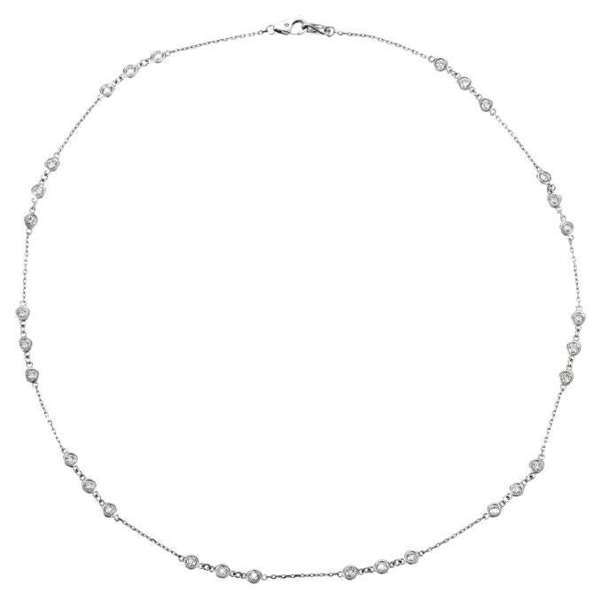 1.50 Quilates Collar Bisel Diamante Natural Oro Blanco 14K G SI