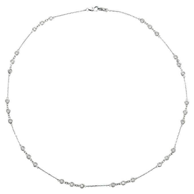 Collier à chaton en or blanc 14 carats avec diamants naturels de 1,50 carat G SI