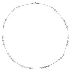 1.50 Carat Natural Diamond Bezel Necklace 14K White Gold G SI