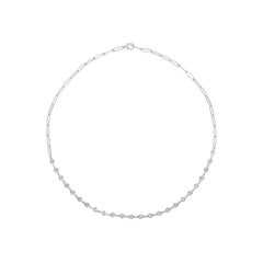 1.50 Carat Natural Diamond Bezel Paper Clip Necklace 14K White Gold