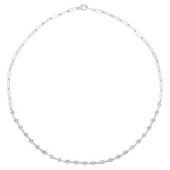 1.50 Carat Natural Diamond Bezel Paper Clip Necklace 14K White Gold