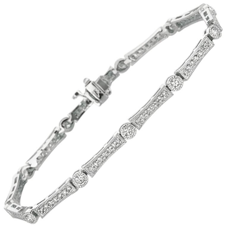 1.50 Carat Natural Diamond Bracelet G SI 14 Karat White Gold