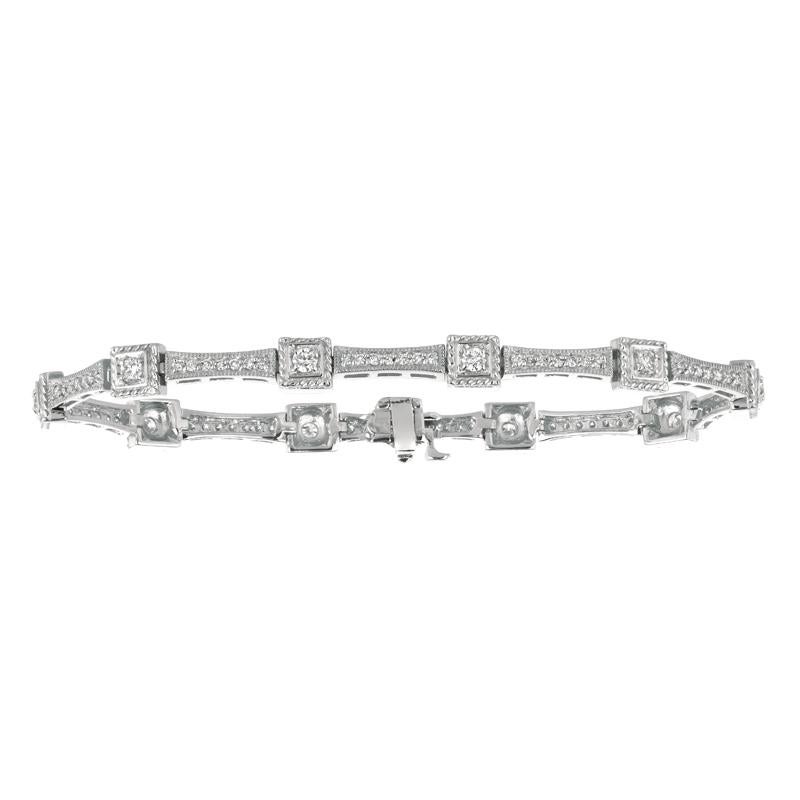 Contemporary 1.50 Carat Natural Diamond Bracelet G SI 14 Karat White Gold For Sale