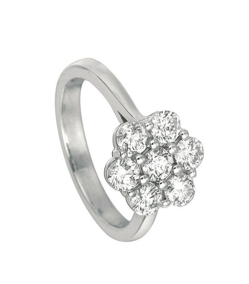 For Sale:  1.50 Carat Natural Diamond Cluster Flower Ring G SI 14 Karat White Gold 4