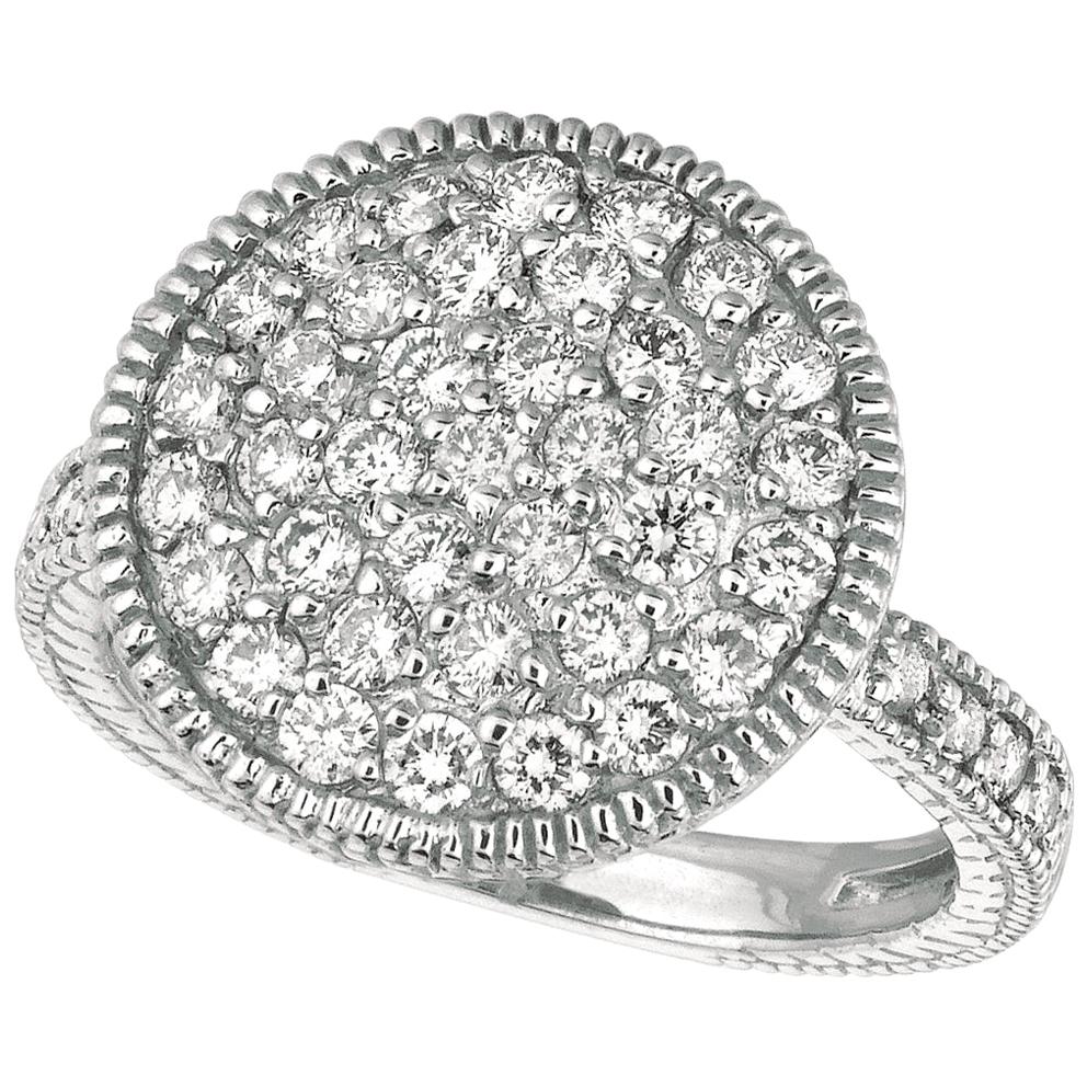 1.50 Carat Natural Diamond Cocktail Cluster Ring G SI 14 Karat White Gold