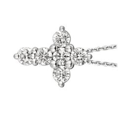 1.50 Carat Natural Diamond Cross Pendant Necklace 14 Karat White Gold G SI Chain