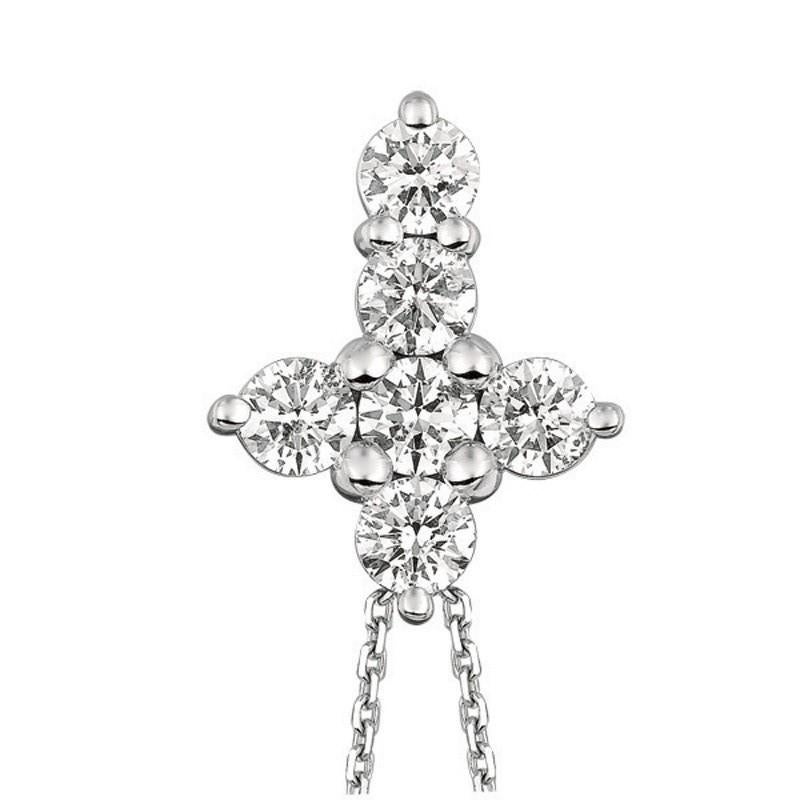 Contemporary 1.50 Carat Natural Diamond Cross Pendant Necklace 14 Karat White Gold G SI Chain For Sale