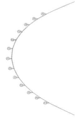 1.50 Carat Natural Diamond Drop Bezel Necklace 14K White Gold
