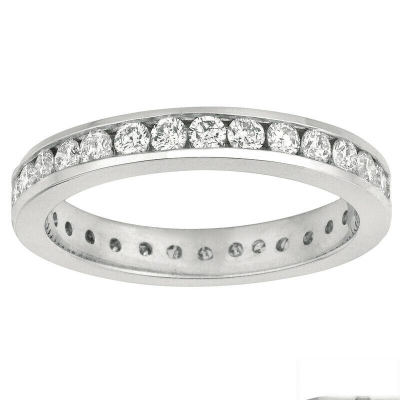 For Sale:  1.50 Carat Natural Diamond Eternity Ring Band 14K White Gold Channel Set 2