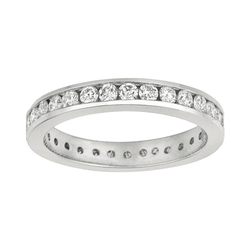 1.50 Carat Natural Diamond Eternity Ring Band 14K White Gold Channel Set